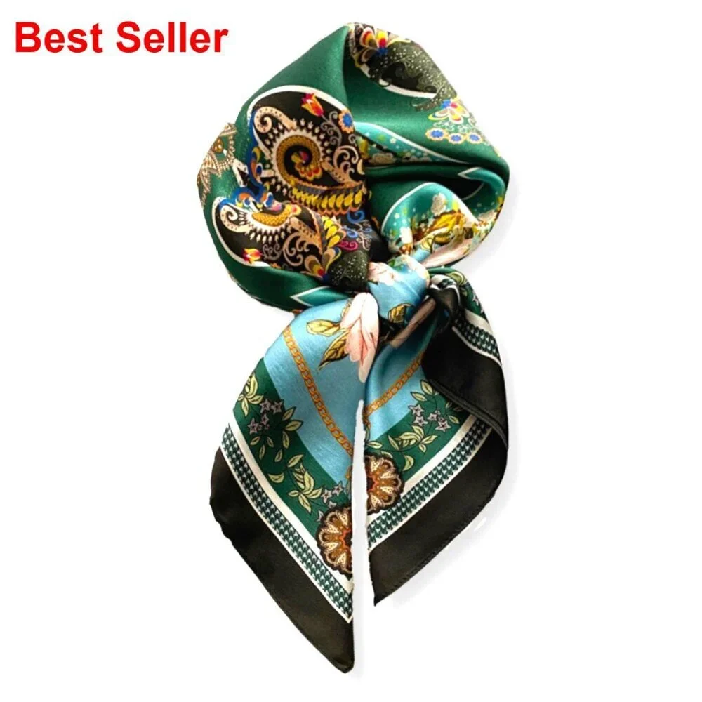 100% Pure Mulberry Silk Square Scarf 27x27 Women Neckerchief Headscarf